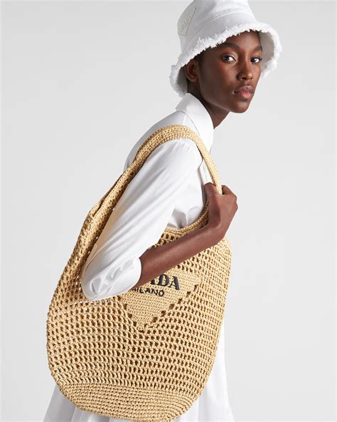 white prada wicker bag|Prada raffia tote bag.